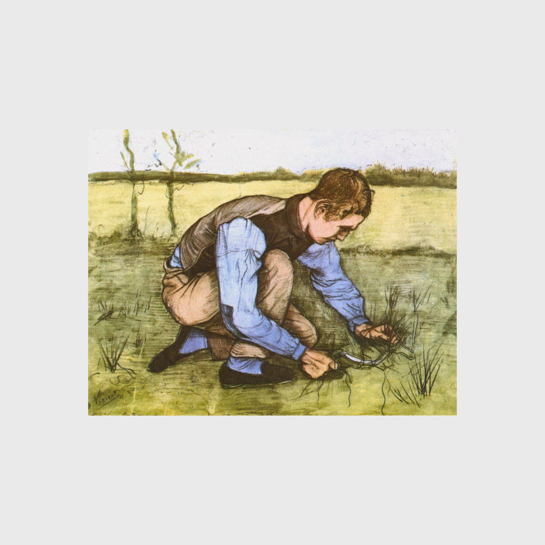 Мальчик, подстригающий траву с помощью серпа, 1881, 47x61 см