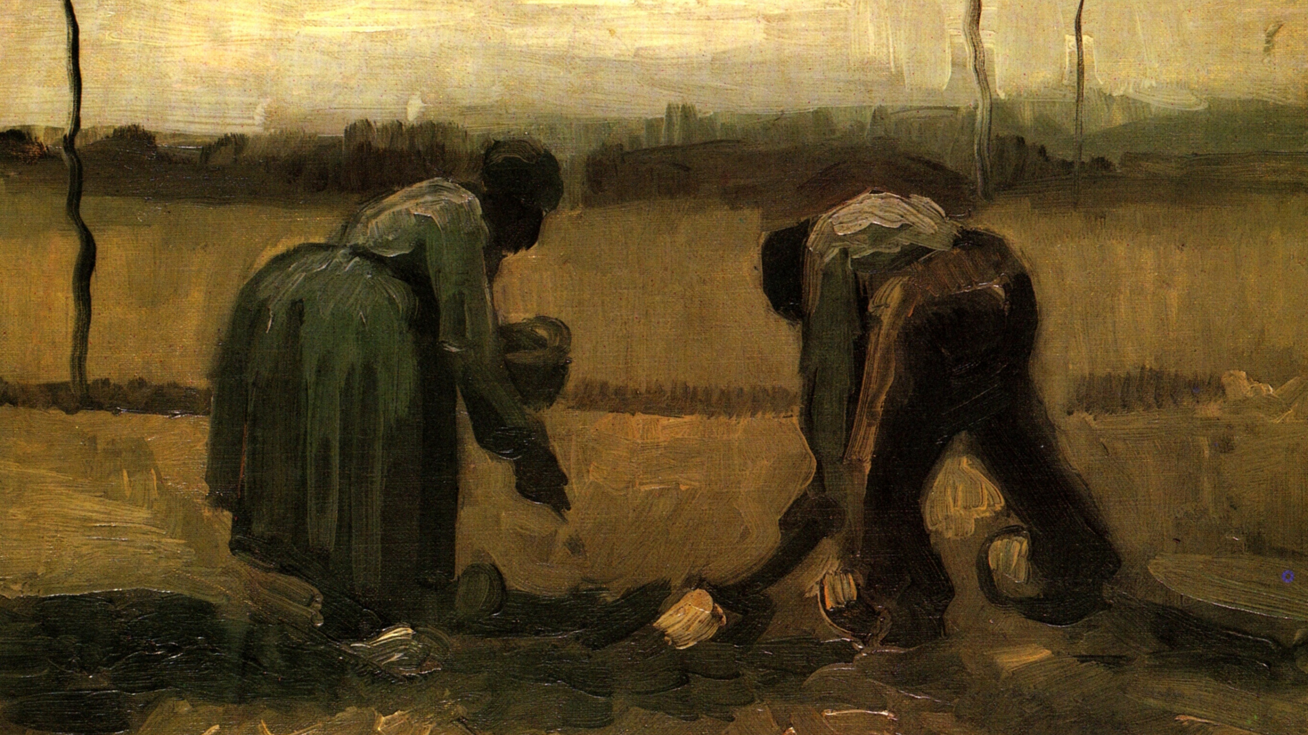 Крестьянин и крестьянка сажающие картофель 1885 апрель 33х41см холст/масло