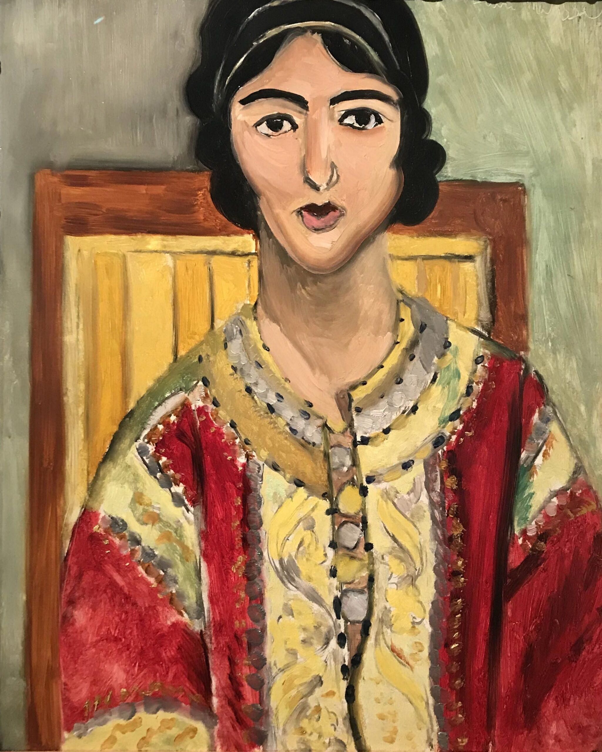 Лоретт с красным платье, 1917